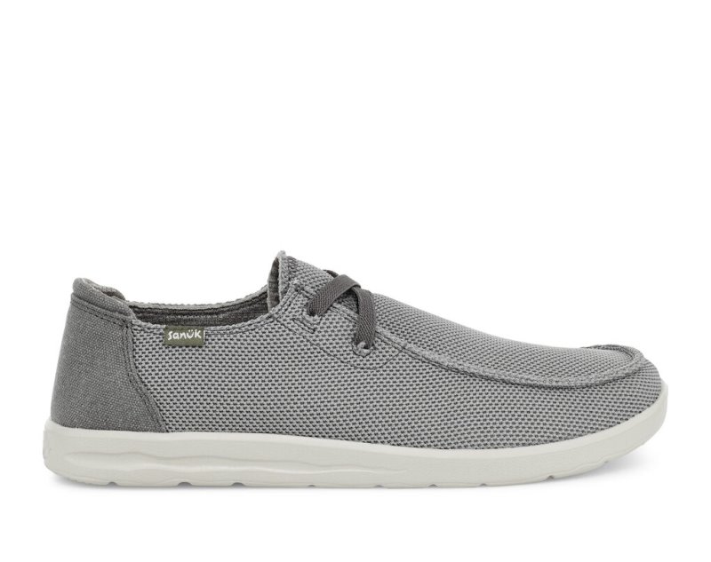 Sanuk Mens Shaka Mesh No-tie Grey Sneakers | GPCVRQ609